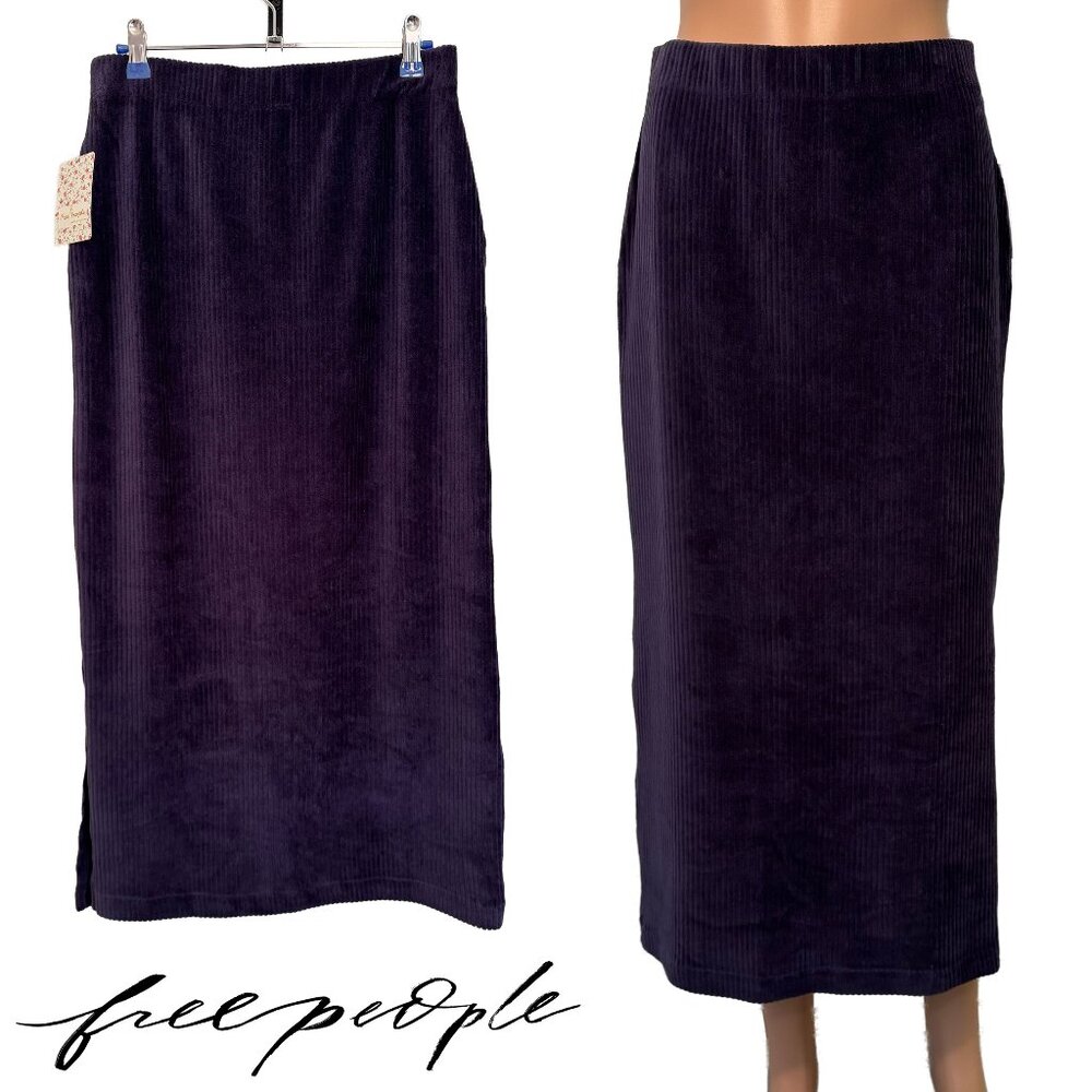 NWT Free People Corduroy Midnight Swim Purple Maxi Skirt Women’s Medium